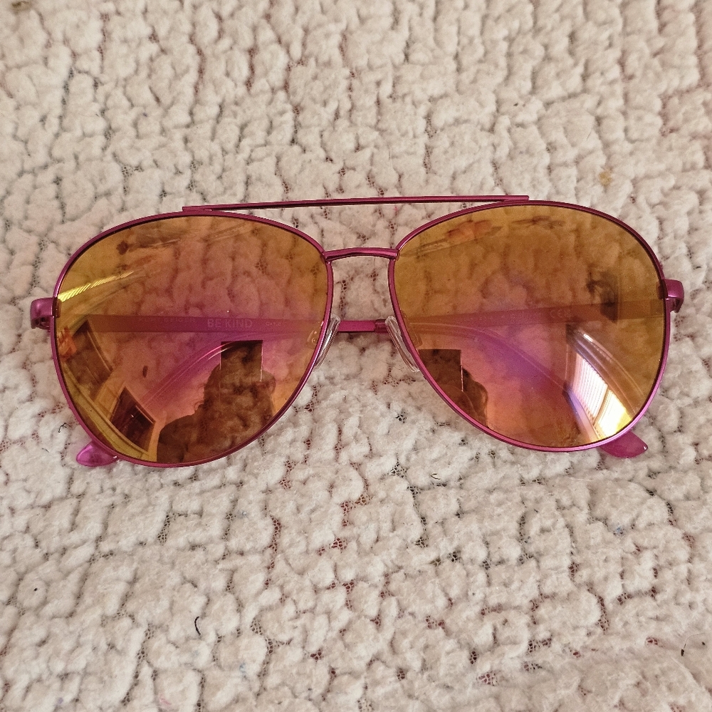 Kurt Geiger Fuchsia Pink Wire Aviator Sunglasses-EUC